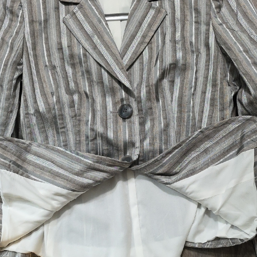 Lafayette 148 New York Metallic Striped Blazer - Picture 7 of 11